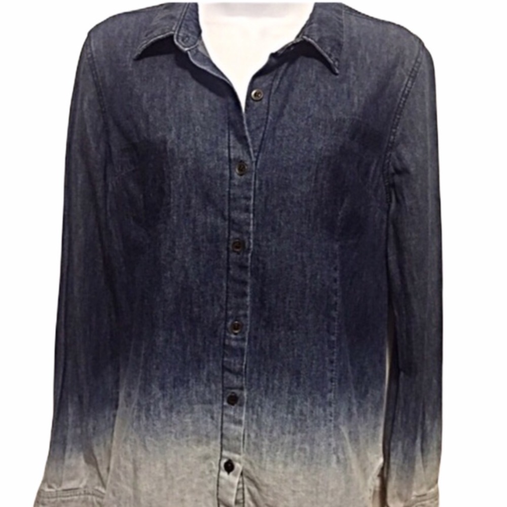 Ombré Denim Chambray Button Up